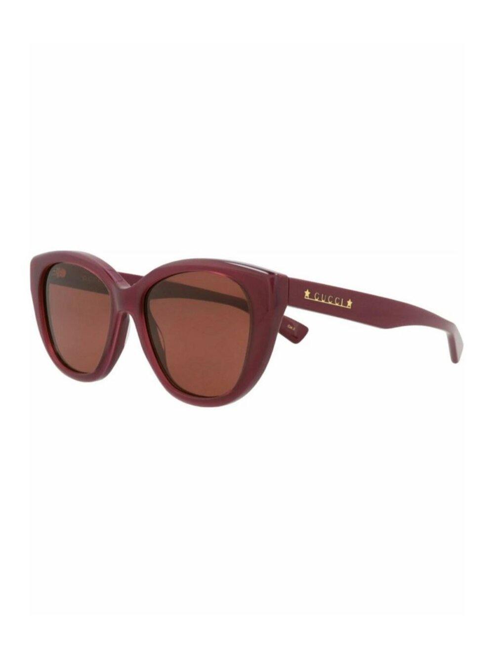 New Gucci Women's Sunglasses Cat Eye Recycled Acetate Frame Burgundy Burgundy